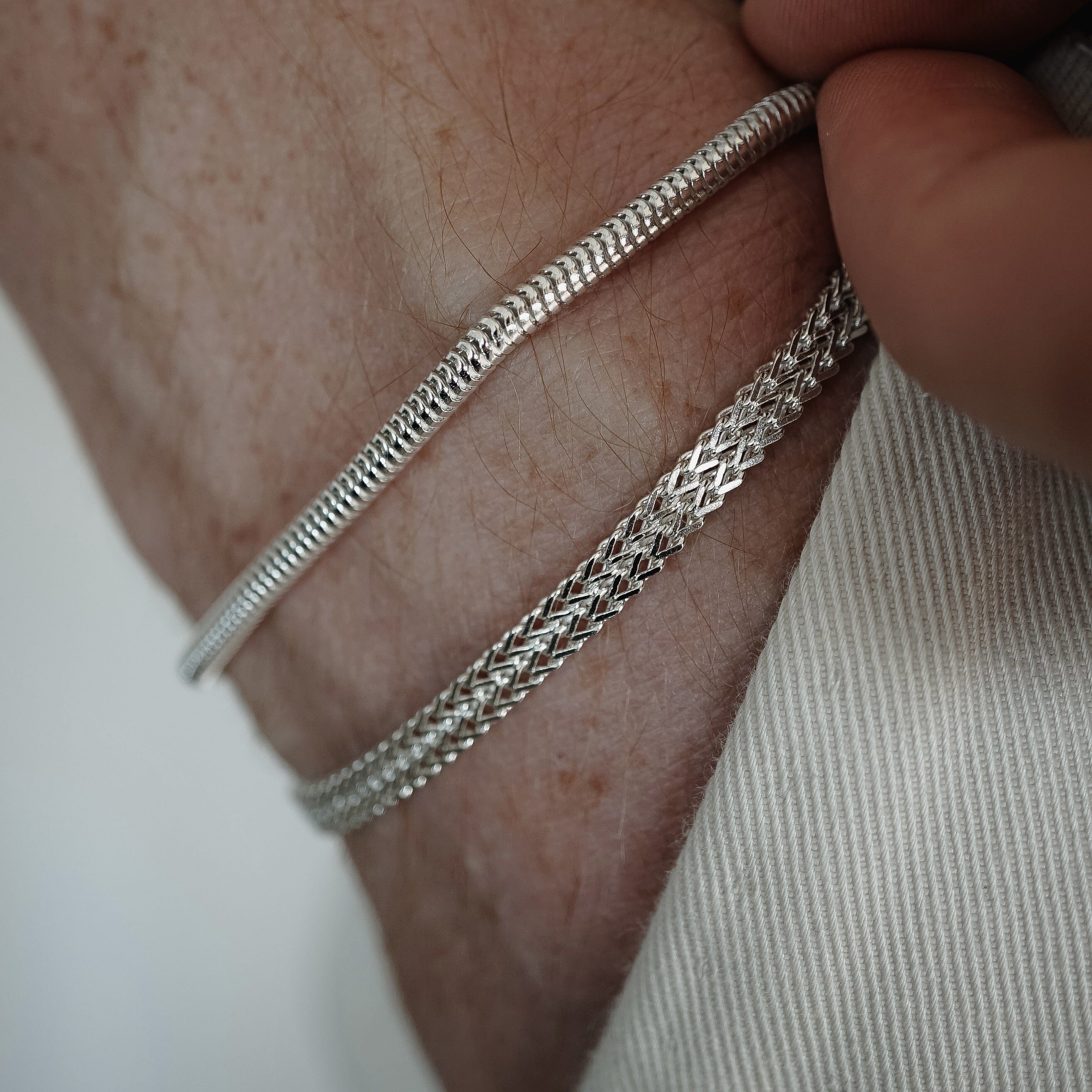 Sterling Schlangen robust, Sprezzi Herren Fashion 925er Silber, Armband Snake Silberarmband verstellbar Silber