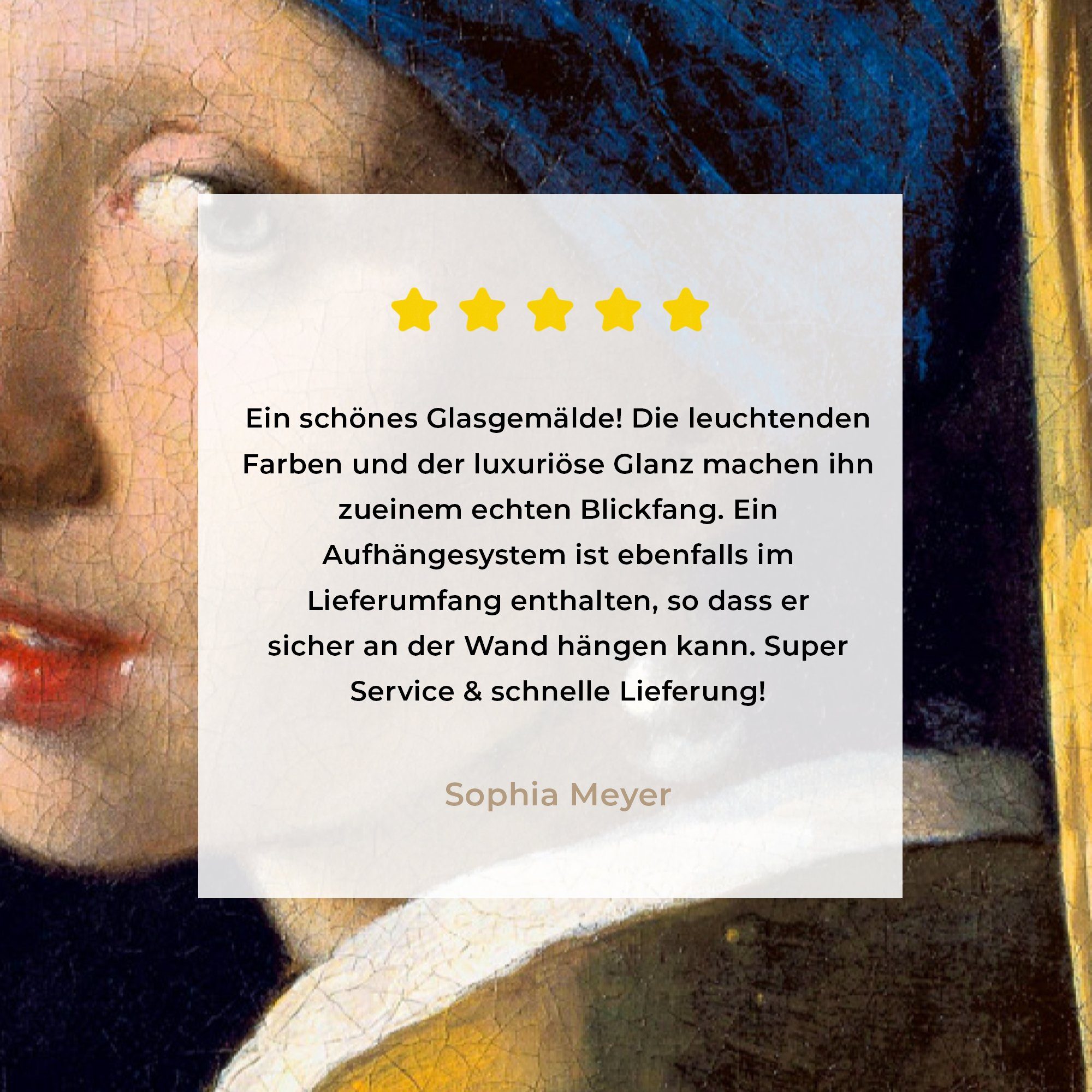 auf Perlenohrring - auf Zitat, Vermeer - mit MuchoWow Wanddekoration Foto Glasbilder (1 Glas Bilder Das St), Acrylglasbild - dem Glas Mädchen - - Wandbild