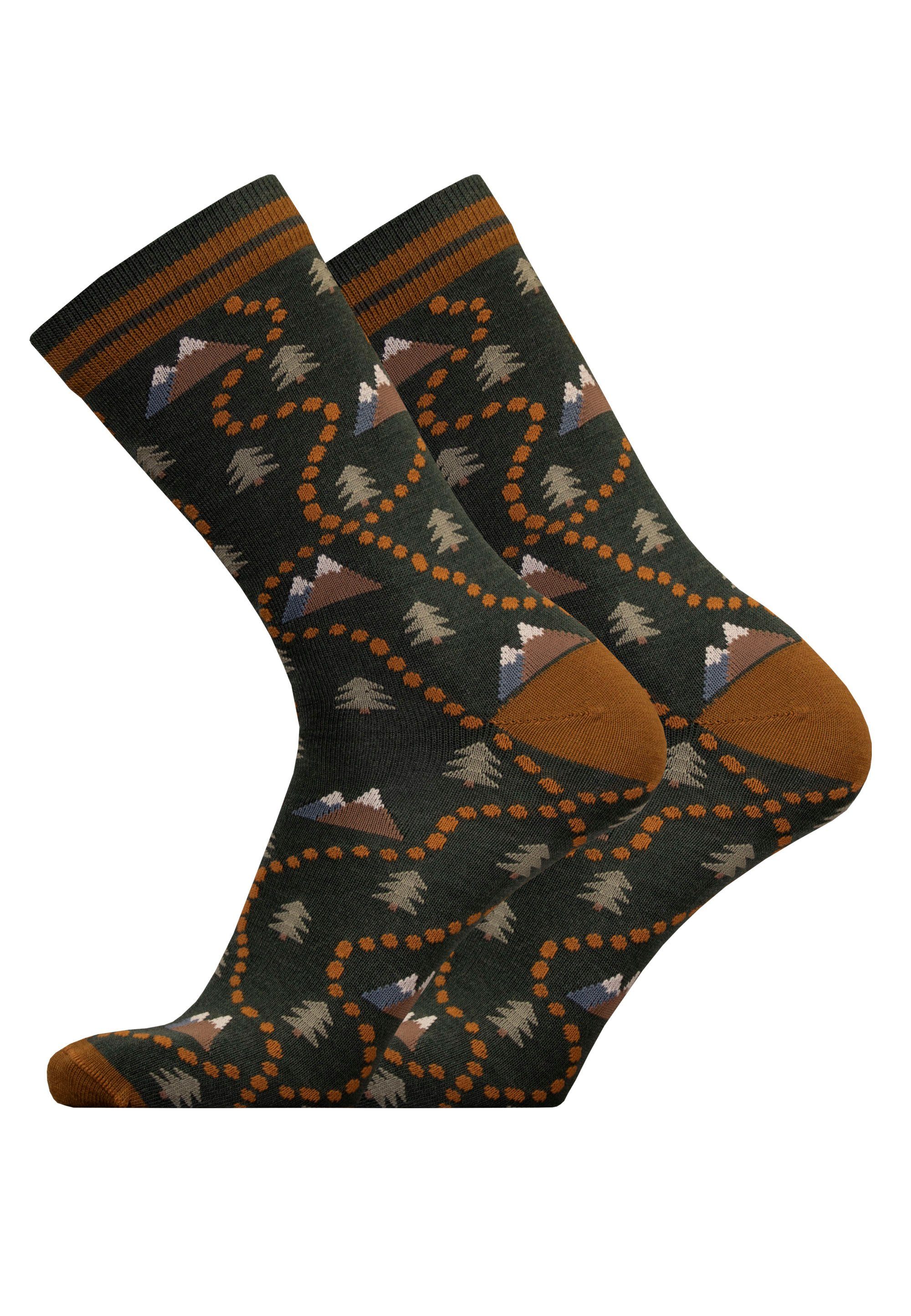 UphillSport Socken PATH (2-Paar) mit tollem Muster grün