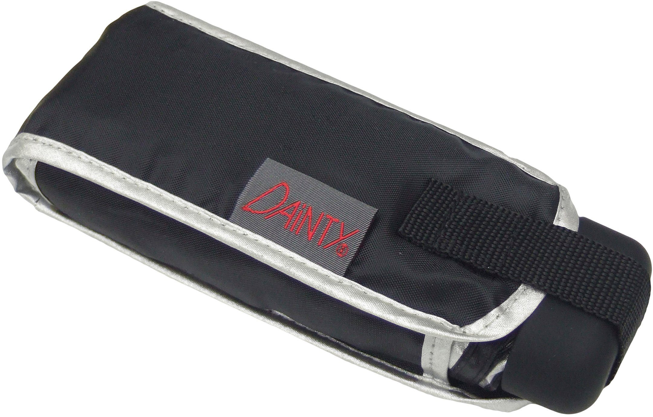 EuroSCHIRM® Taschenregenschirm Dainty, silber, extra 50+ kurz, UV-Lichtschutzfaktor flach und mit