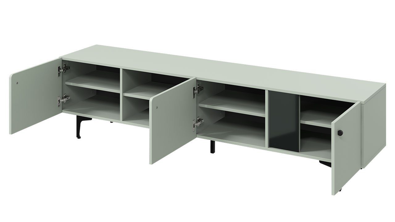 Drehtüren) CS-05 TV-Schrank Salbei 3 3D Füße (mit und 200 Griffe Mirjan24 Colours aus Metall