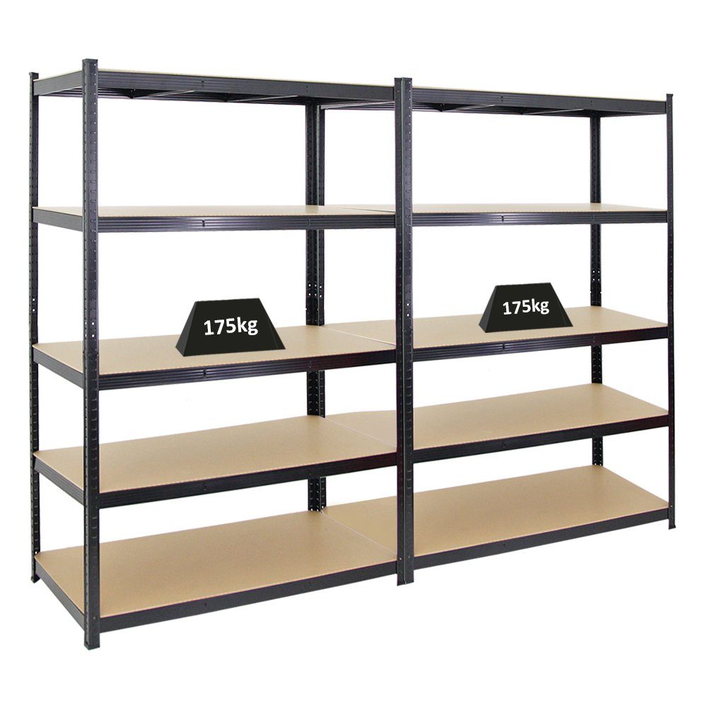 PROREGAL® Schwerlastregal MegaDeal 2 Stück TAURUS 180x120x60cm Fachlast 175kg Schwarz, 2-tlg.