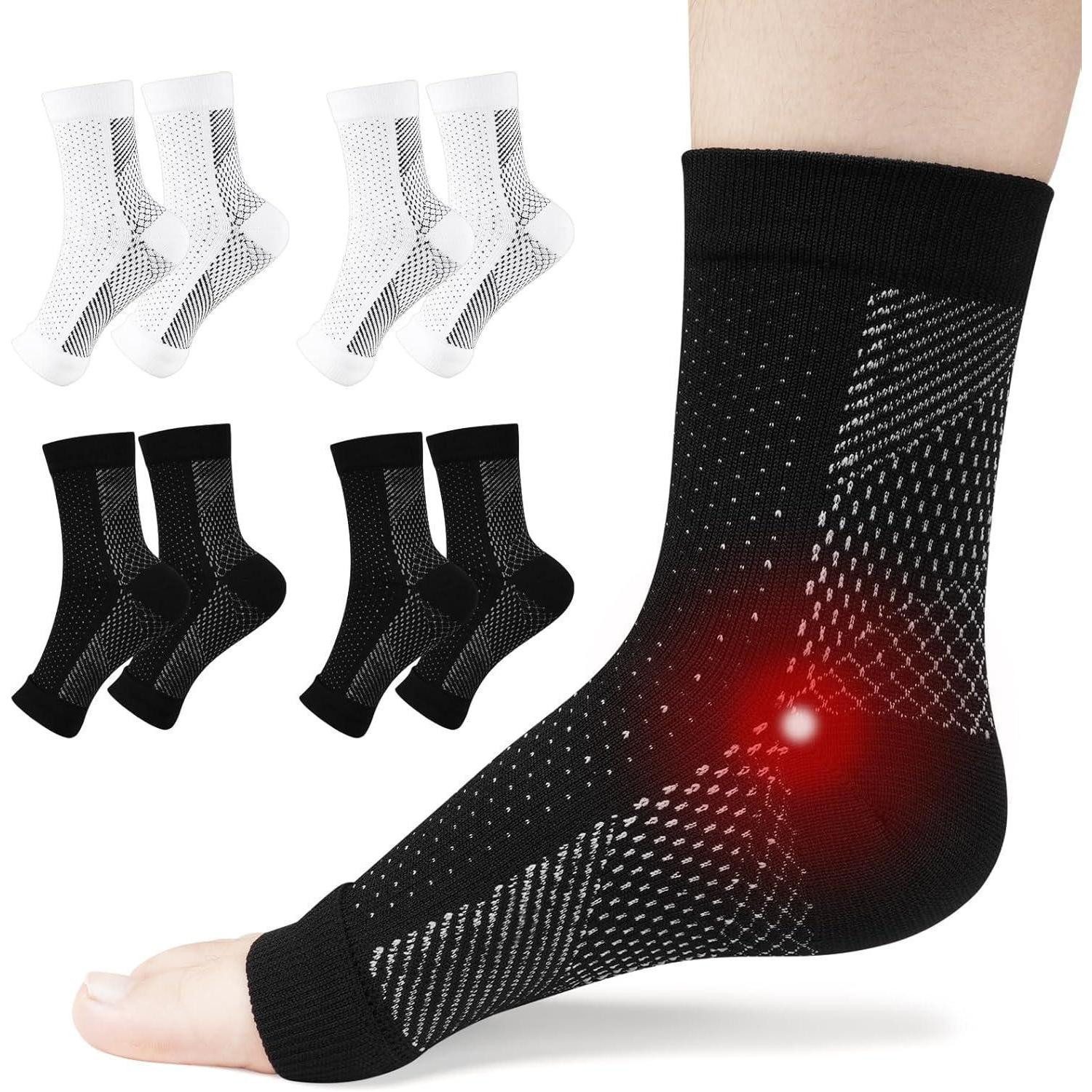 LuxusKollektion Sprunggelenkbandage Neuropathie Socken 4 Paar Sprunggelenkbandage Kompressionssocken