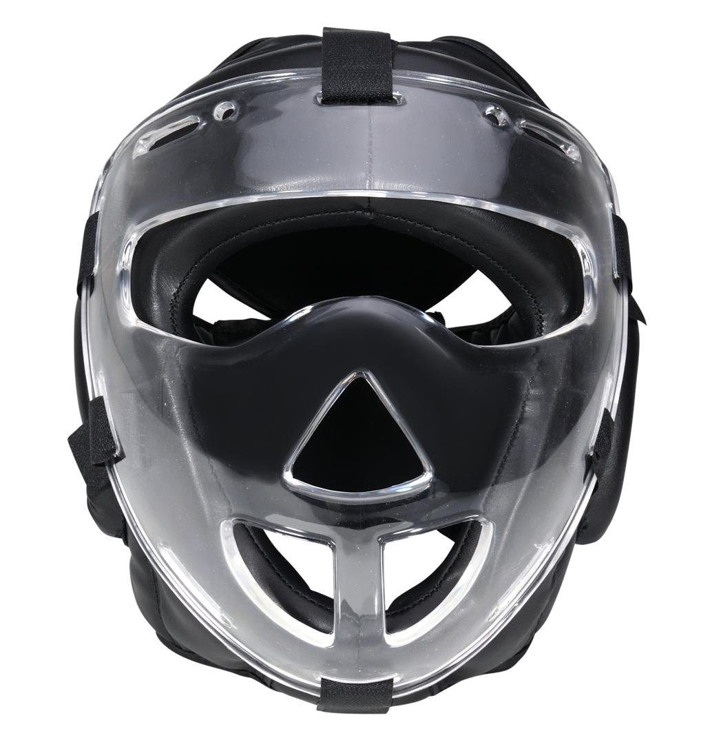 BAY-Sports Kopfschutz Kampfsport Plexiglas Maske Krav Maga Boxen MMA Kopfschutz, WP mit abnehmbarer Plexiglas, Vollkontakt, S - XL