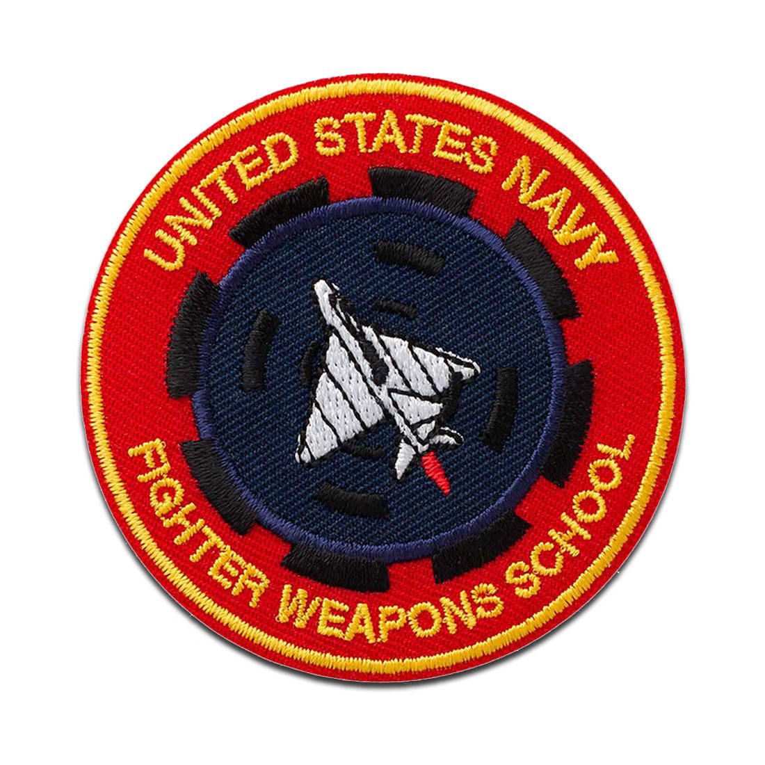 TOP GUN Aufnäher Bügelbild, Aufbügler, Applikationen, Patches, Flicken, zum aufbügeln, Polyester, Mono-Quick Top Gun School - Größe: 6,6 x 6,6 cm
