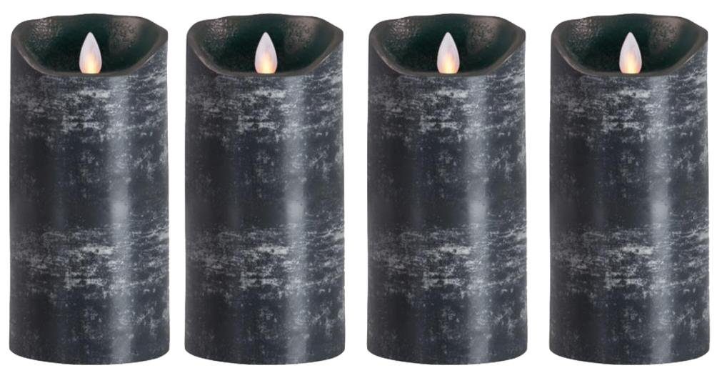 LED-Kerze 4er Set Flame LED Kerzen anthrazit 18cm