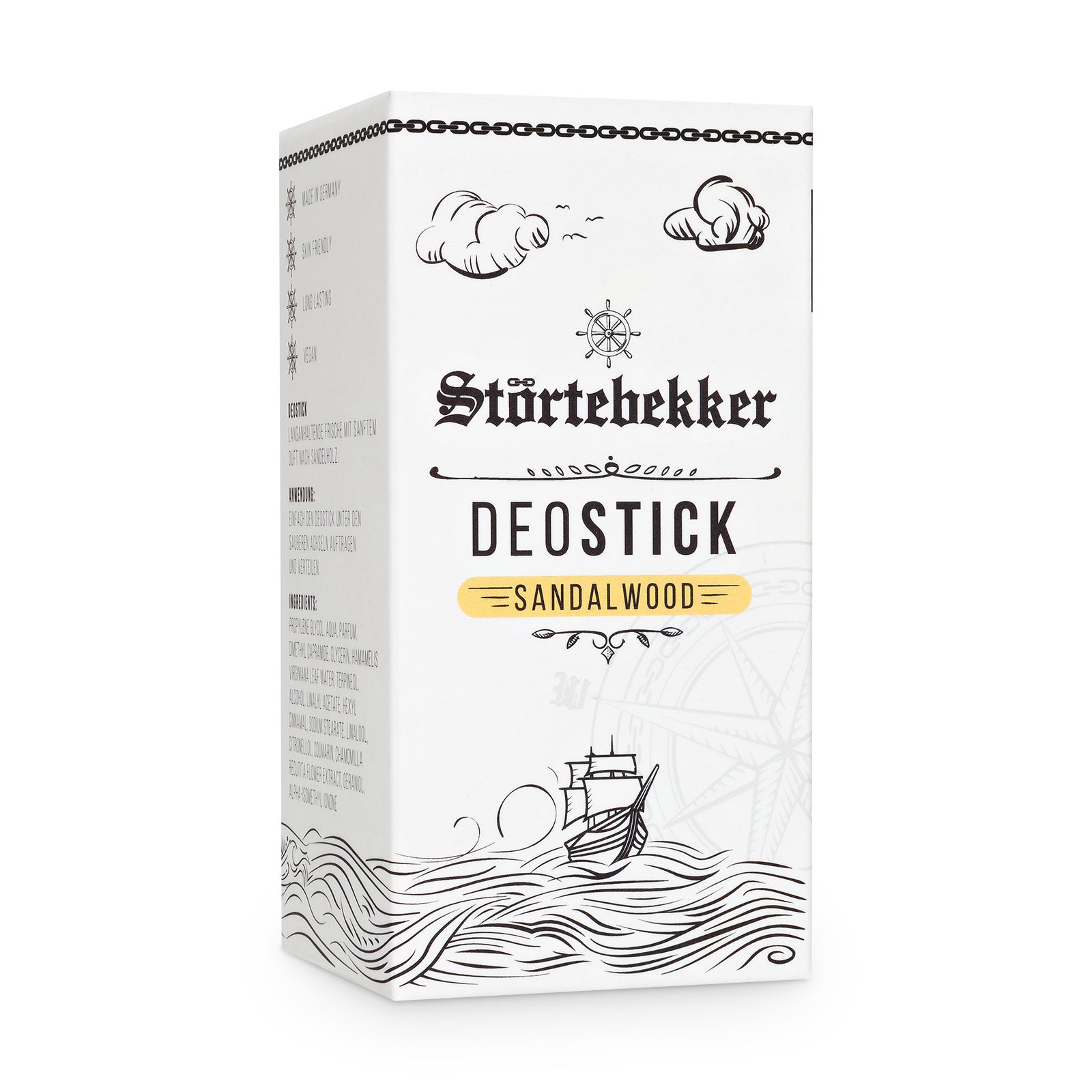 Störtebekker Deo-Stift Sandelholz - Deo Stick für langanhaltende Frische - Made in Germany, zuverlässiger Schutz, verleiht angenehm frische Sandelholz-Duftnote