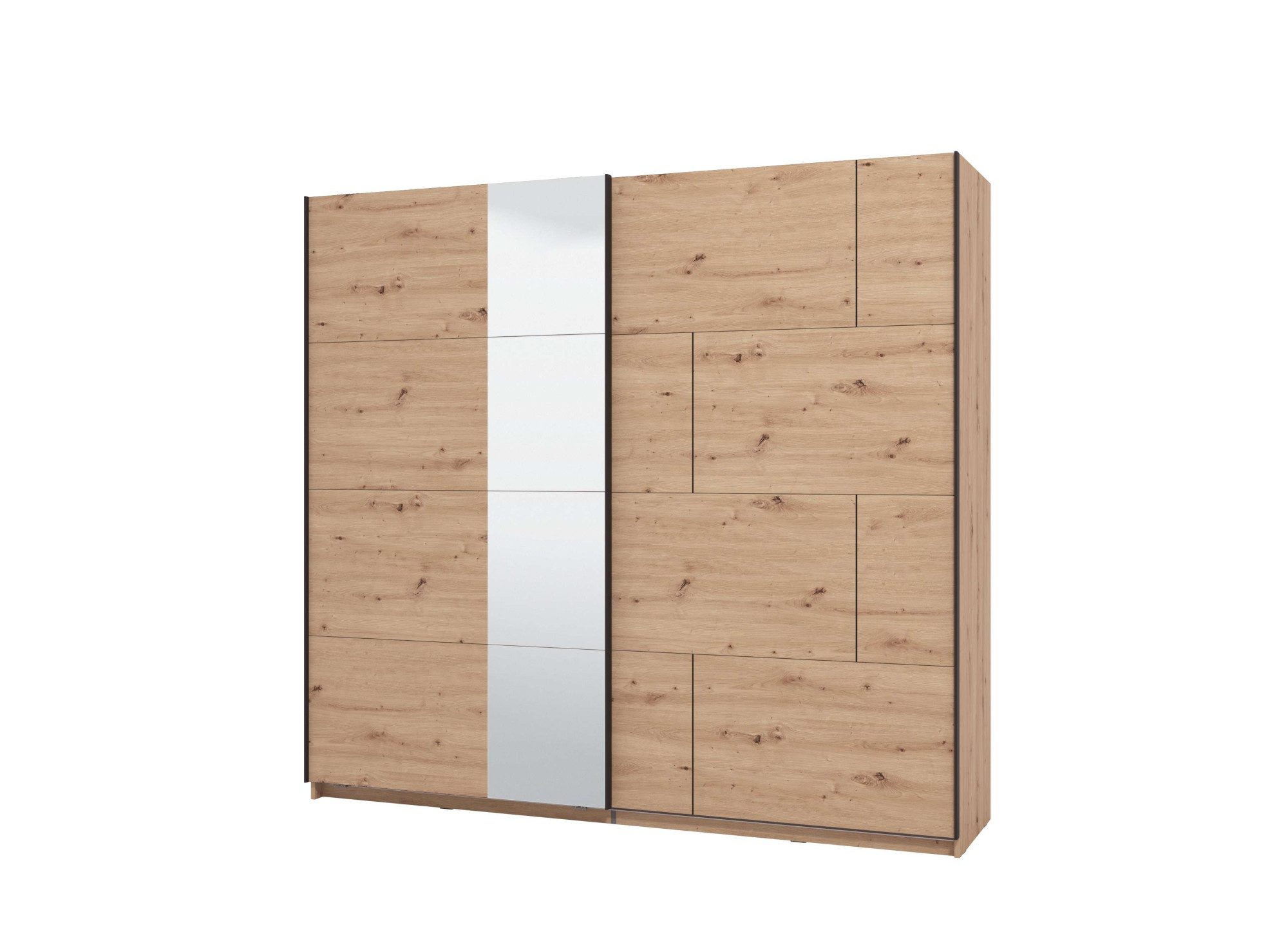 Home affaire Schwebetürenschrank Aleria Schiebetürenschrank, Kleiderschrank, Wäscheschrank, Garderobe mit Spiegel, 2 Metallkleiderstangen, in 2 Farben, Breite 220