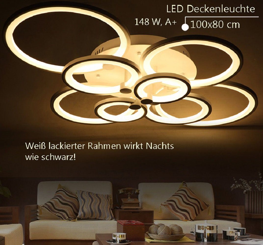 Euroton LED Deckenleuchte LED Deckenleuchte Fernbedienung Lichtfarbe/Helligkeit einstellbar, LED fest integriert, mit Fernbedienung kaltweiß-warmweiß, 7000k-3000k stufenlos einstellbar, Nicht zutreffend