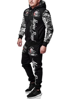 L.gonline Freizeitanzug Herren Jogging-ANZUG, Trainingsanzug gestickte Muster, Freizeitanzug (Kapuzenjacke mit Reißverschluss, Hose, 2-tlg), Fitness Freizeit Casual