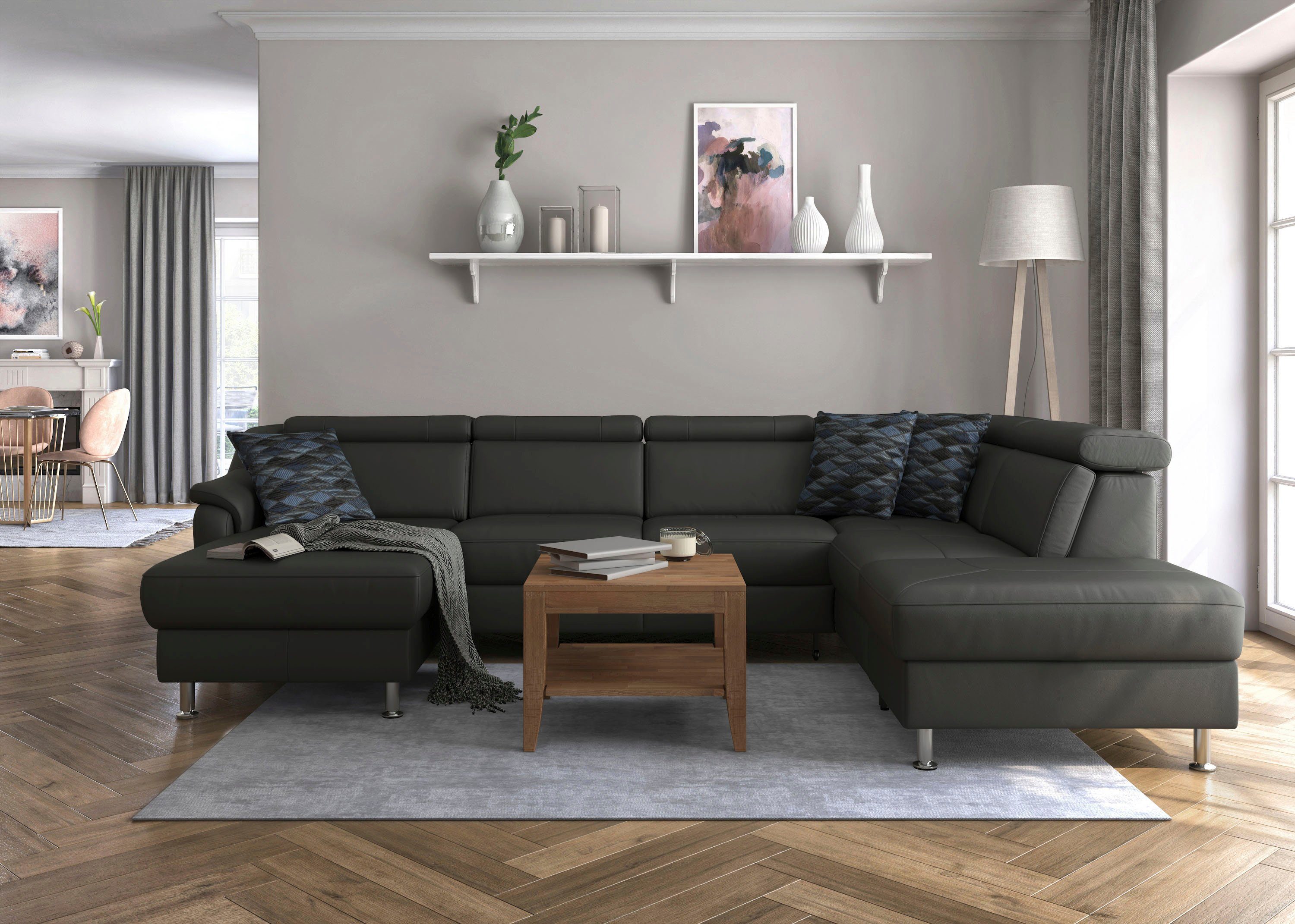 sit&more Wohnlandschaft "Freetown U-Form", Kopfteilverstellung und Federker günstig online kaufen