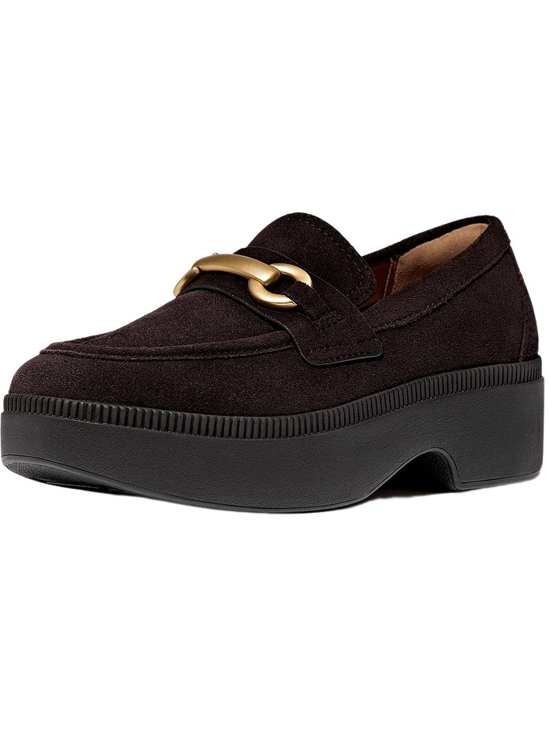 Fitflop F-Luma Chunky-Snaffle Suede Demi-Wedge Loafers Sneaker