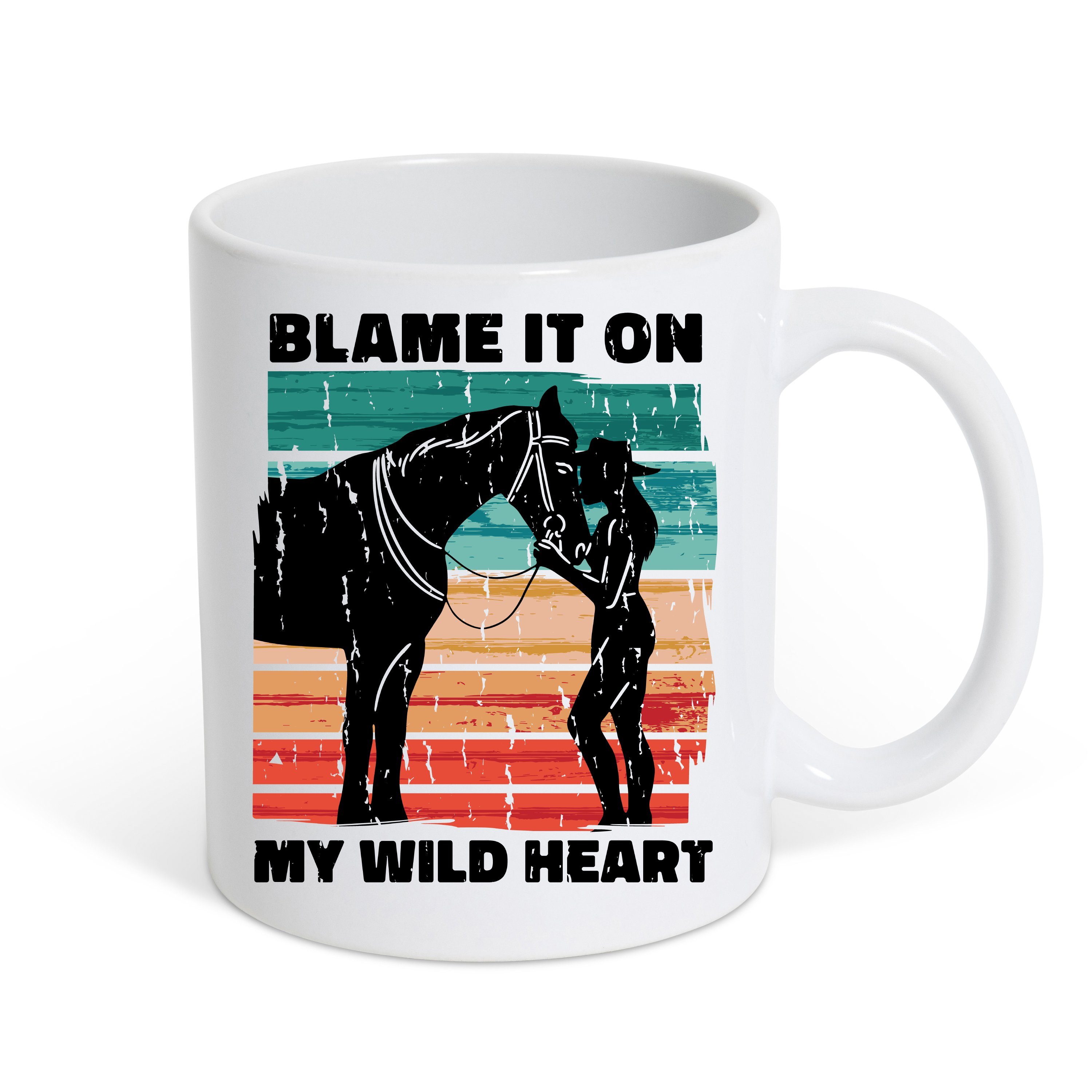 Youth Designz Tasse Blame It On My Wild Heart Pferd Kaffeetasse Geschenk, Keramik, mit Pferde Motiv Weiss