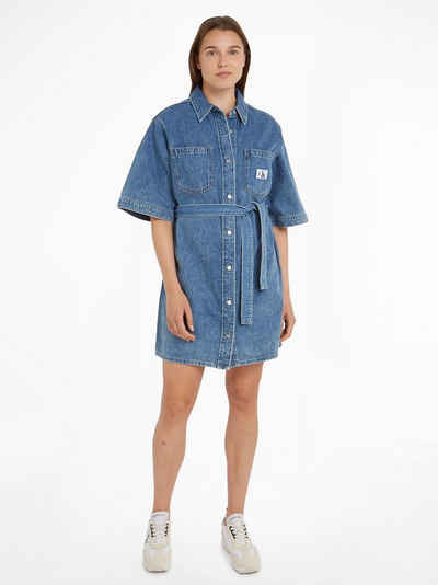 Calvin Klein Jeans Jeanskleid BOXY BELTED SHIRT DRESS mit Logopatch