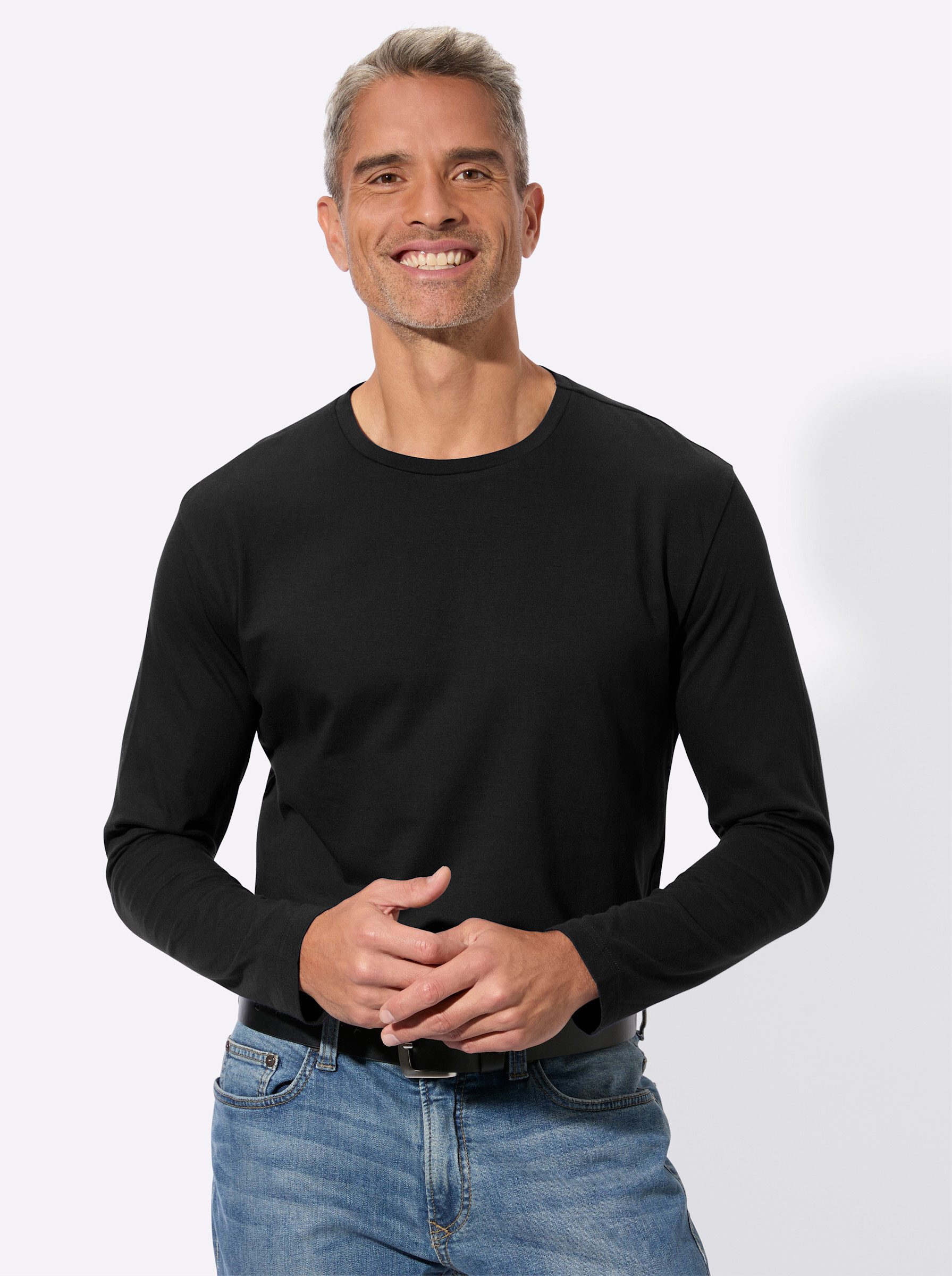 Sieh an! T-Shirt Rundhals-Shirt Langarm .