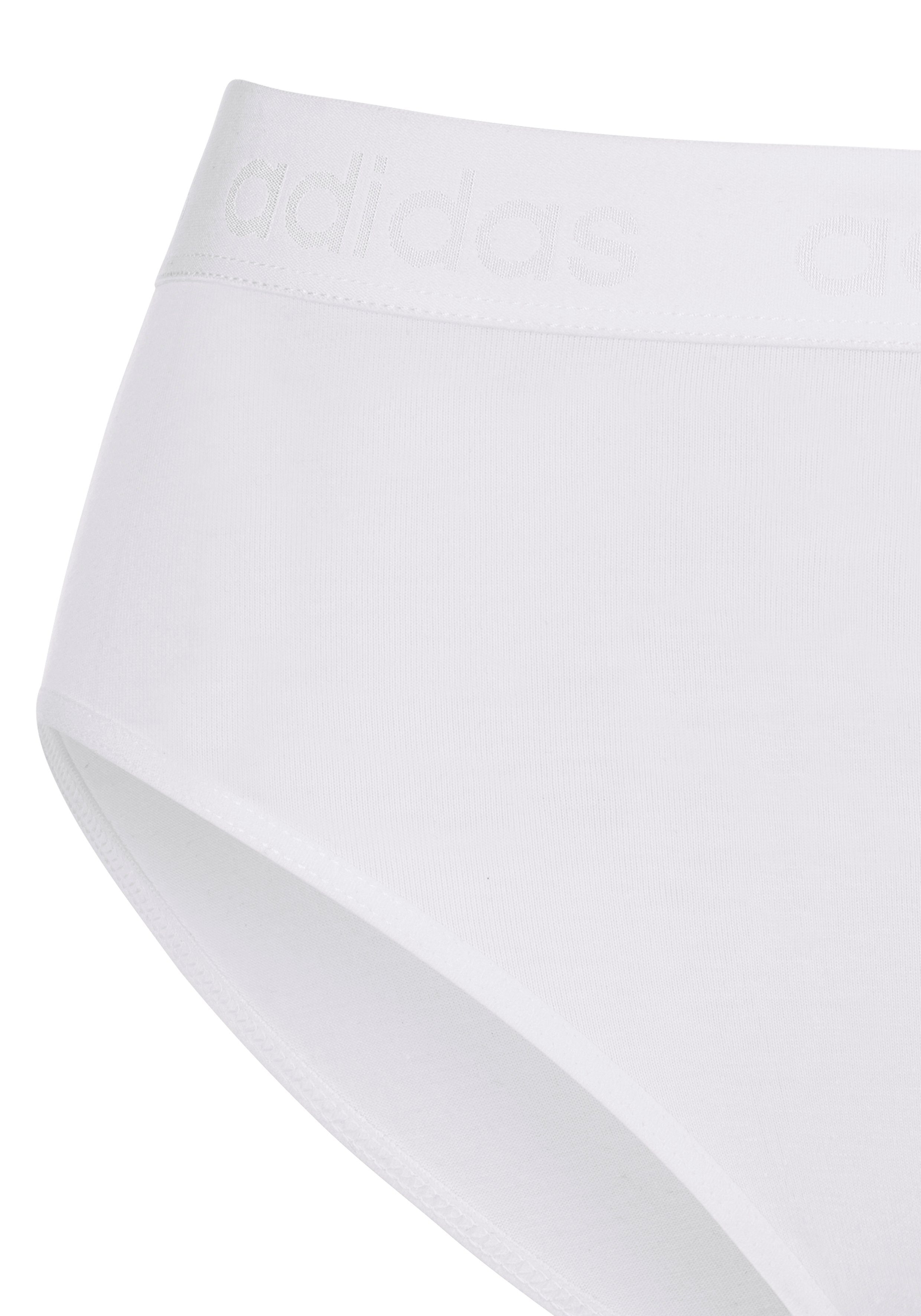 Slip weiß, adidas Bund Bikinislip Sportswear mit Logo-Schriftzug (2er-Pack) schwarz am