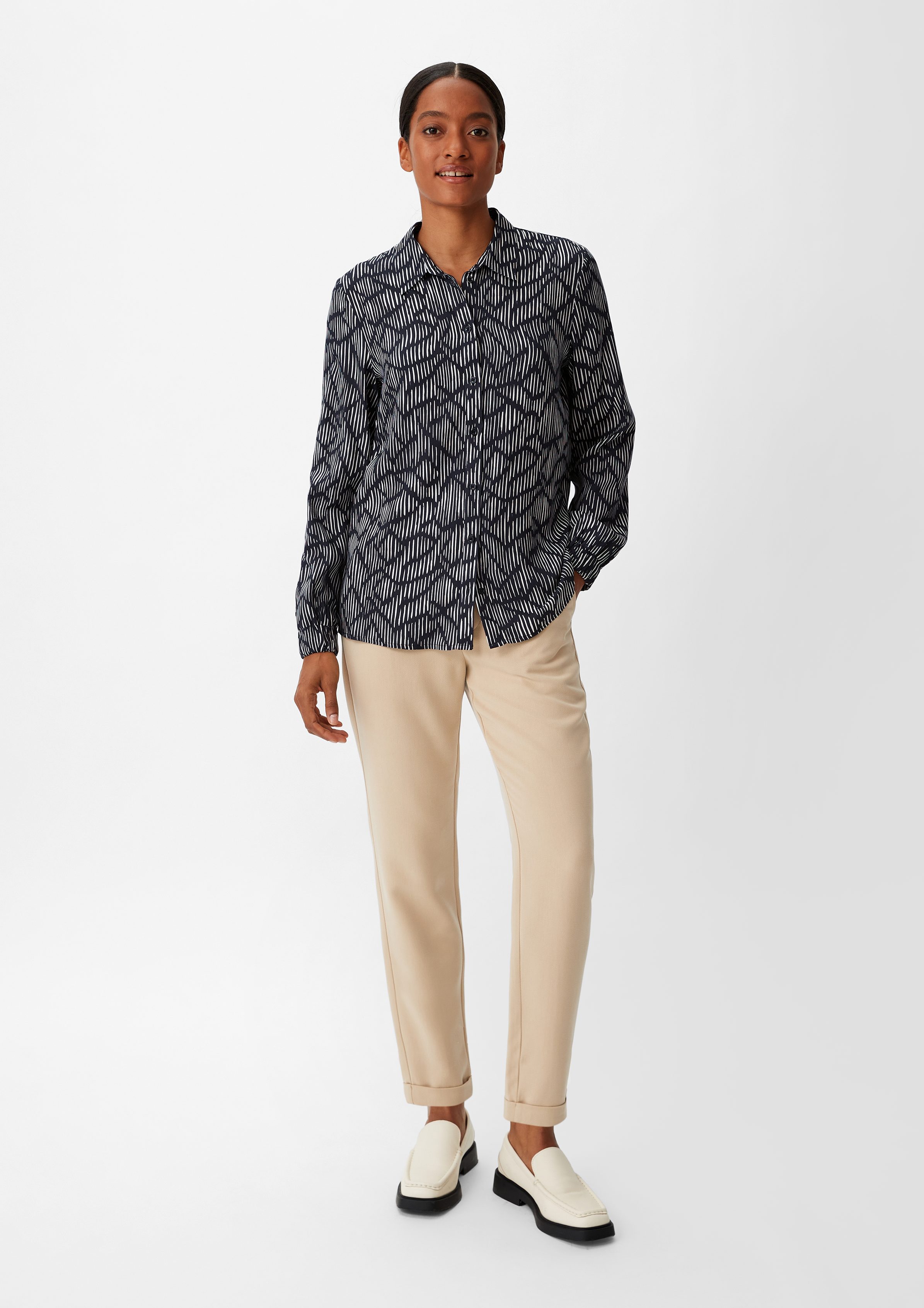 Langarmbluse Viskosebluse mit Allover-Print