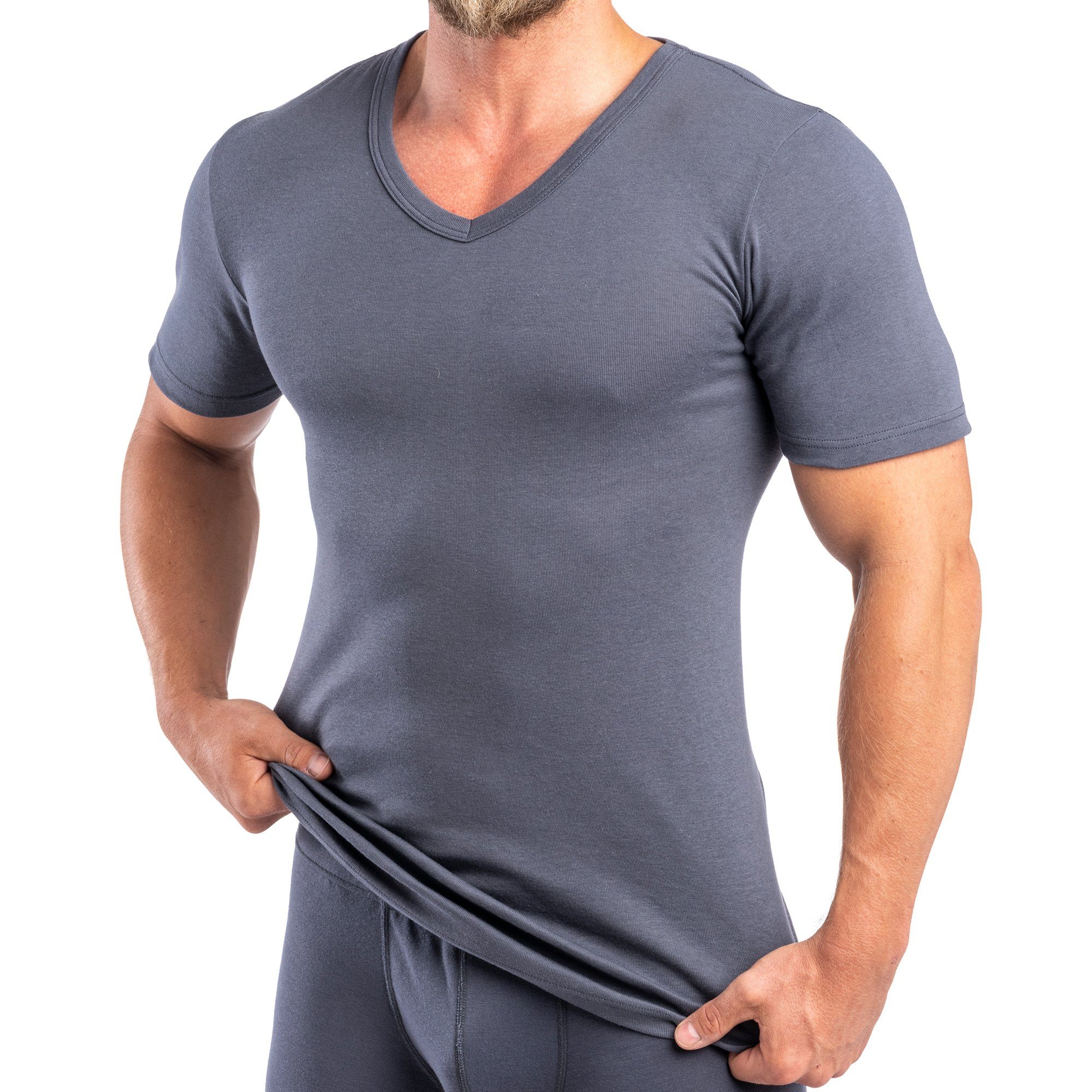 HERMKO Unterziehshirt 16488 2er Pack Herren kurzarm Business Unterhemd m. V günstig online kaufen