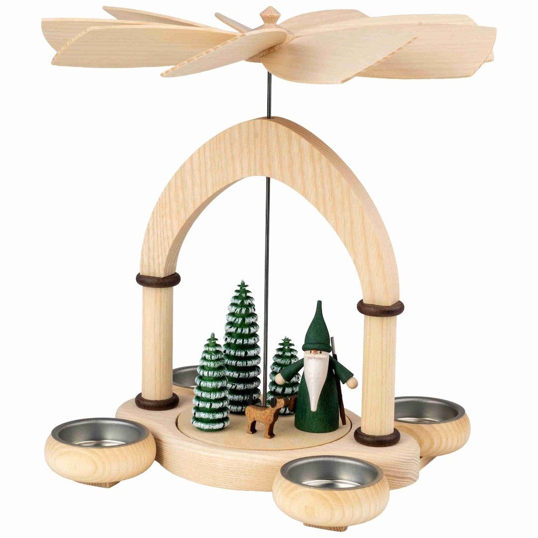 Seiffener Volkskunst eG Weihnachtspyramide Seiffener Volkskunst Tischpyramide Jägerwichtel, Handarbeit aus dem Erzgebirge