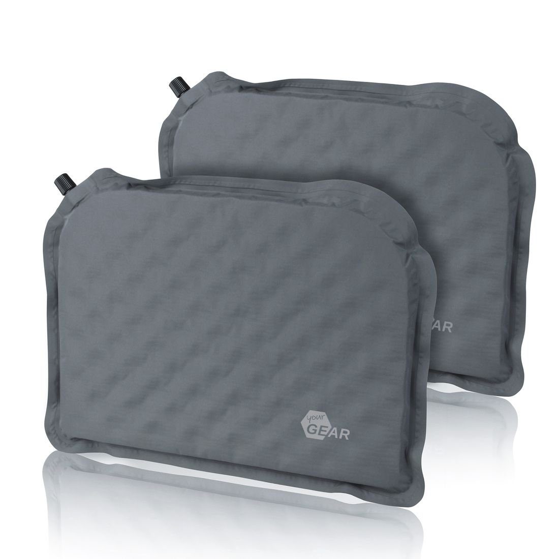 yourGEAR Microfaserkissen yourGEAR Thermo Sitzkissen Set - 2x selbstaufblasendes Sitzkissen 40x30x3,5 cm Sitzpolster Stuhlauflage Stuhlkissen