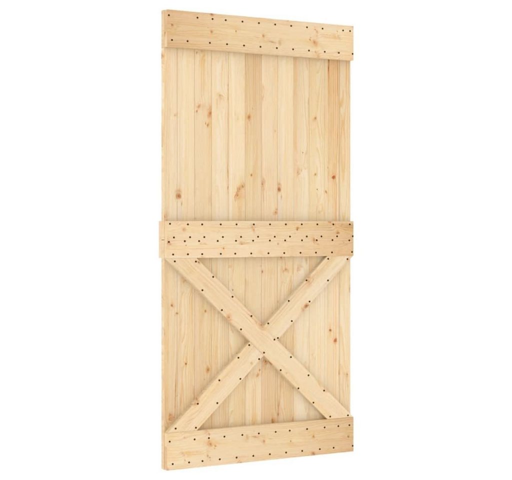 Thumbnail - vidaXL Schiebetür Schiebetür mit Beschlag 100x210 cm Massivholz Kiefer