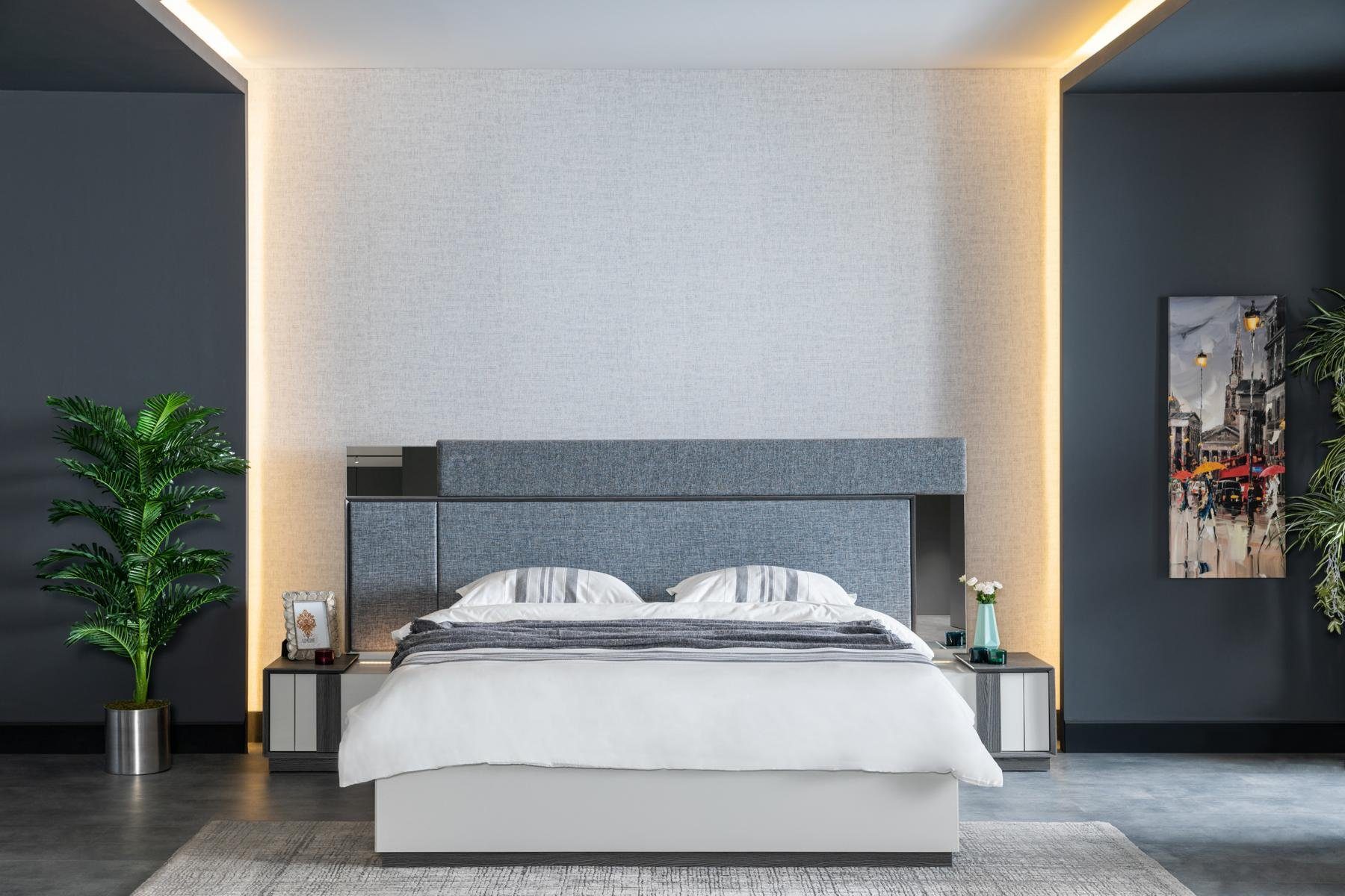 JVmoebel Schlafzimmer-Set Luxus Hotel Schlafzimmer Möbel Bett mit 2x Nachttische, (3-St., Bett + 2x Nachttische), Stauraum