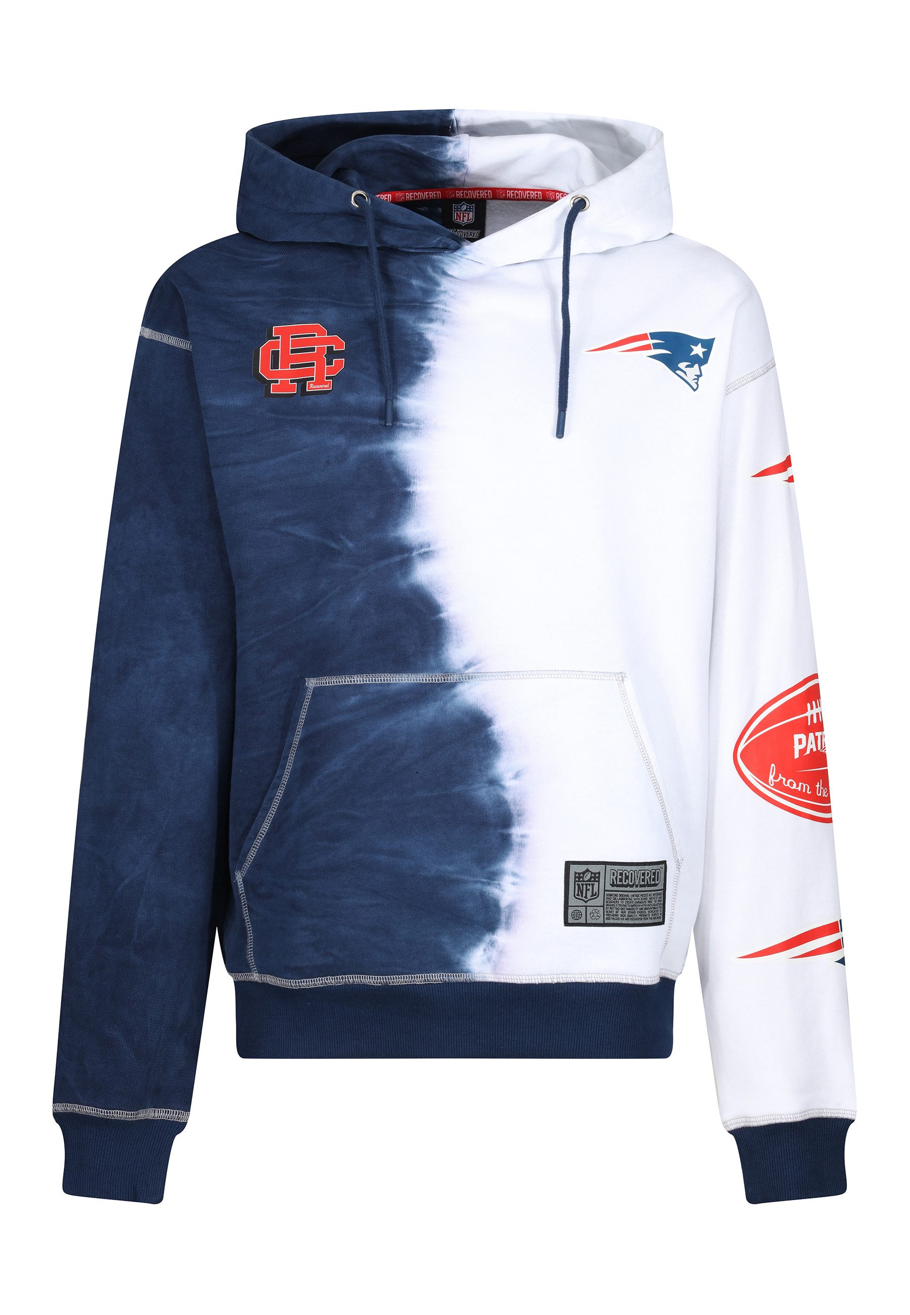 Recovered Kapuzenpullover Recovered Hoodie NFL New England Patriots Ink Dye Navy/Weiß M