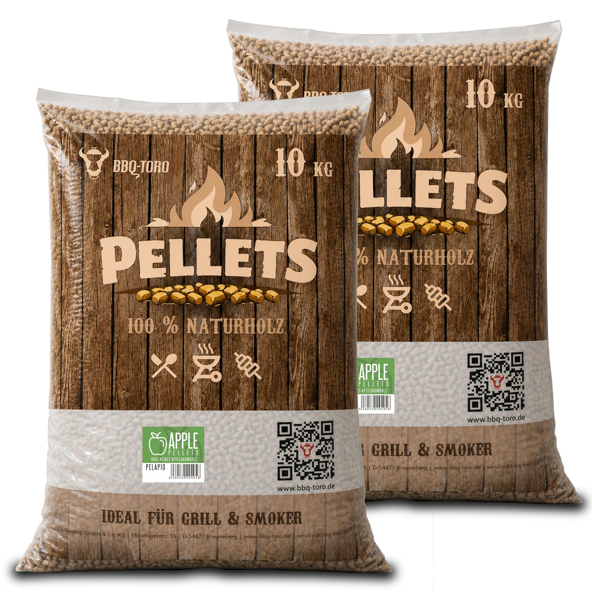 BBQ-Toro Holzpellets Apple Pellets aus 100% Apfelbaumholz, 20 kg, Räucherpellets, 20.00 kg