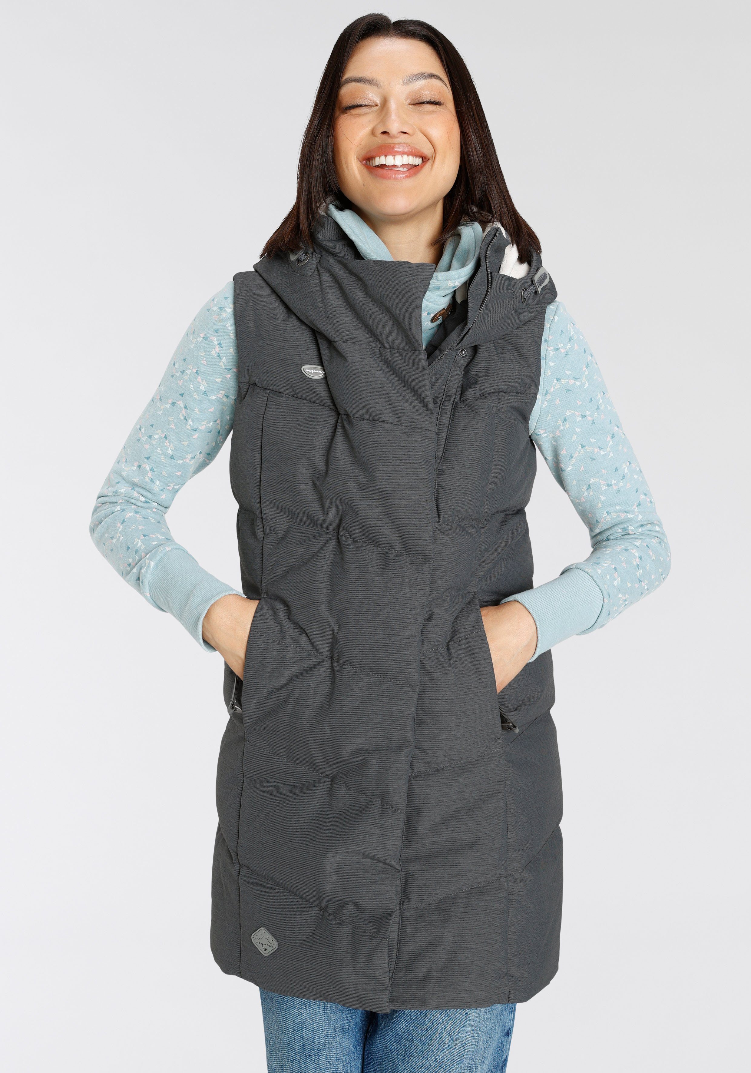 Kapuze GREY Ragwear VEST O PAVLINNA gefütterter Steppweste mit