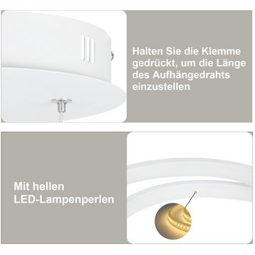 Nettlife Hängeleuchten Weiß Dimmbar mit Fernbedienung LED Hängelampe 150cm, Speicherfunktion, LED fest integriert, Warmweiß, Neutralweiß, Kaltweiß, für Wohnzimmer Schlafzimmer Küche, 34W