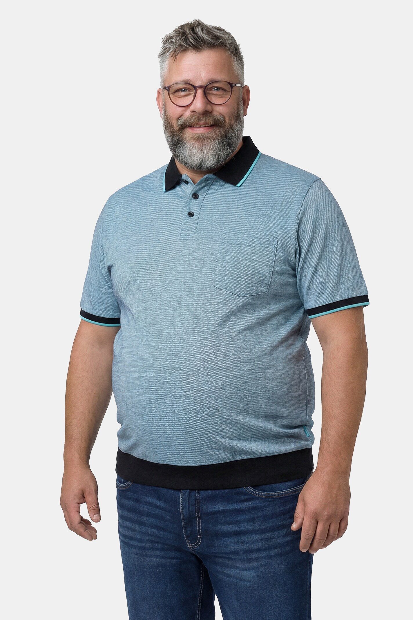 Men Plus Poloshirt Poloshirt Halbarm Bauchfit Piqué