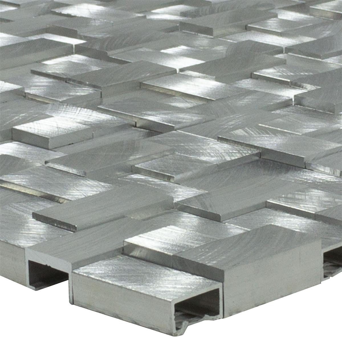 Mosafil Mosaikfliesen Aluminium Metall Mosaik Fliesen Quantum Silber, Metall-Aluminium 27.000x27.000, silber
