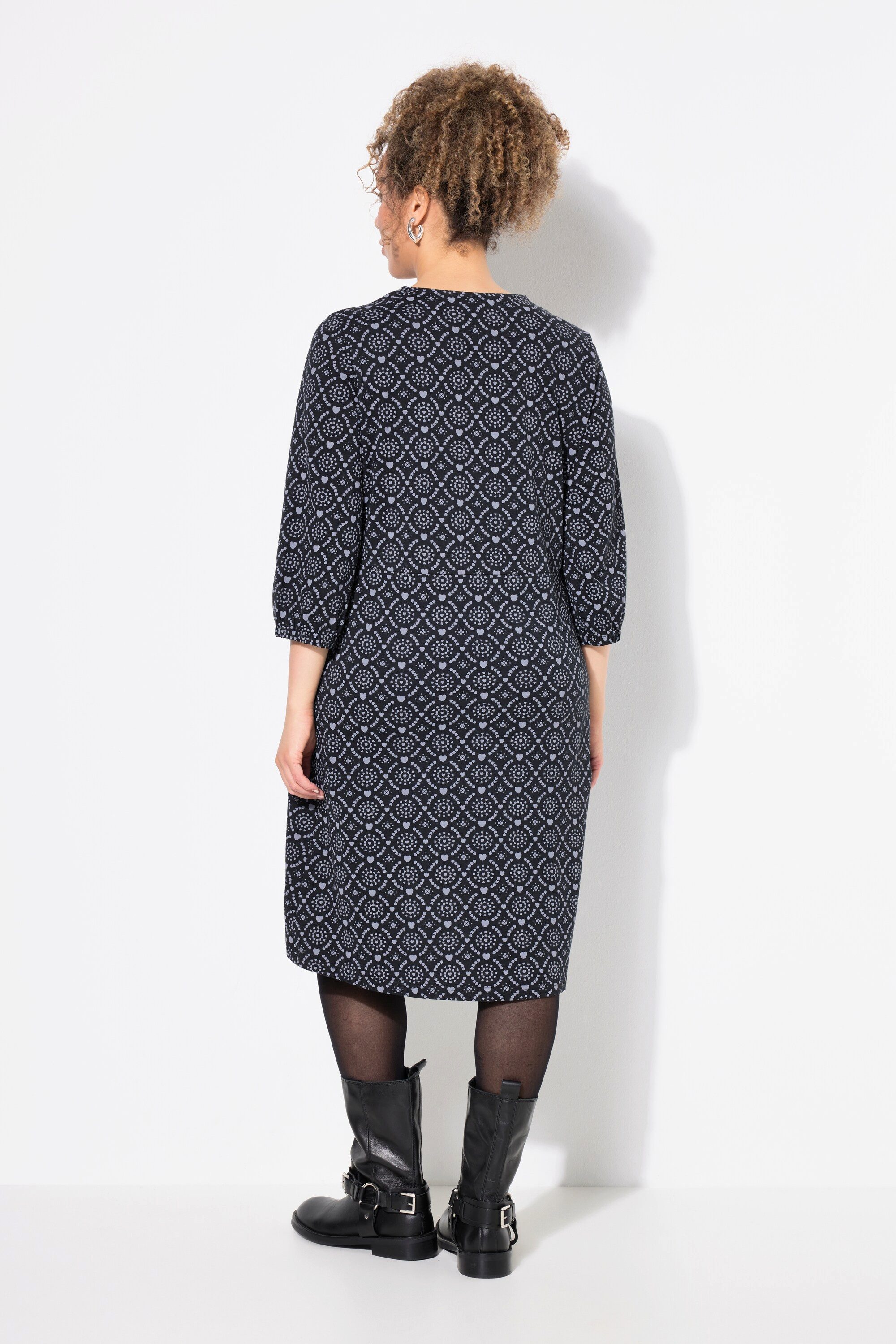 Ulla Popken Jerseykleid Jerseykleid A-Linie V-Ausschnitt 3/4-Arm