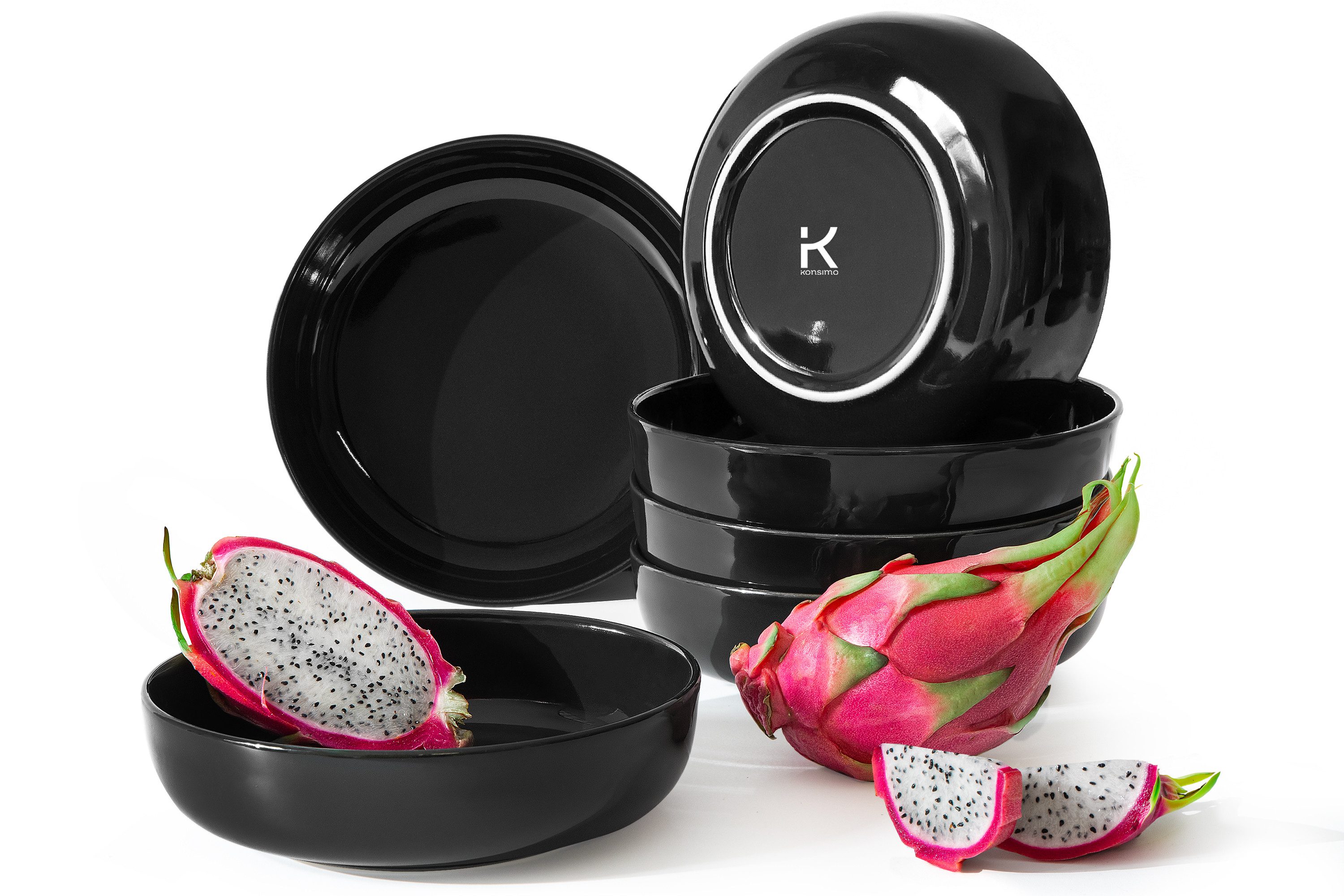 KONSIMO® Teller-Set VICTO Tafelservice hergestellt in der EU (6-tlg), 6 Personen, Steingut, spülmaschinengeeignet, mikrowellengeeignet, 6x Suppenteller