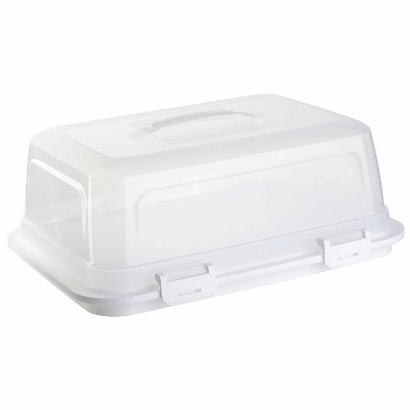Engelland Kuchentransportbox mit Griff, Deckel und 4-fach Klick-Verschluss, rechteckig, Kunststoff, (L 44 x B 35 x H 17,50 cm, BPA-frei), spülmaschinengeeignet, lebensmittelecht, Stückeinteilungshilfe