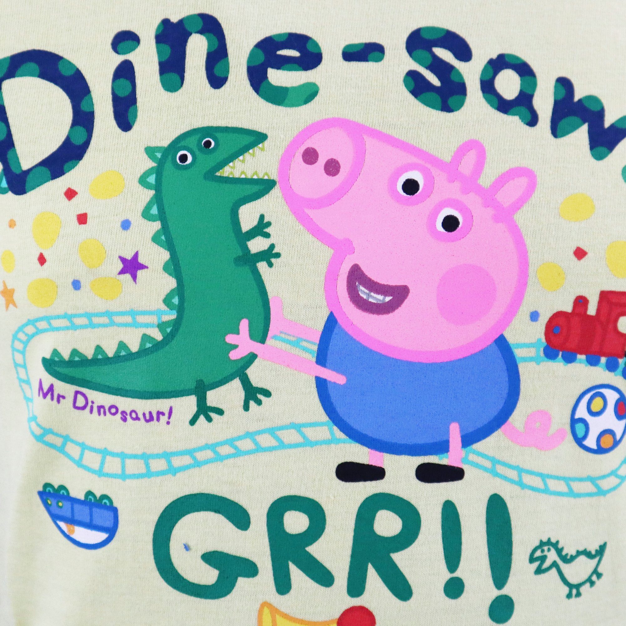 Kinder Peppa Peppa Print-Shirt T-Shirt Pig Saurier Wutz 92 bis Gelb George Baumwolle 116, Gr.