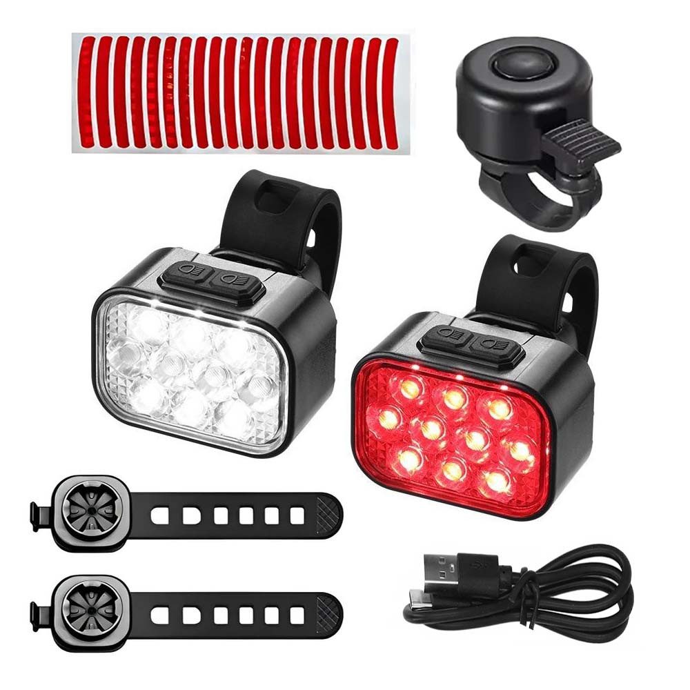 PRIISF Fahrrad-Frontlicht Rücklicht LED Fahrradlicht Set USB Aufladbar Fahrrad Beleuchtung IPX6, Fahradlichterset LED Fahrradlampe Vorne & Rücklicht Wasserdicht