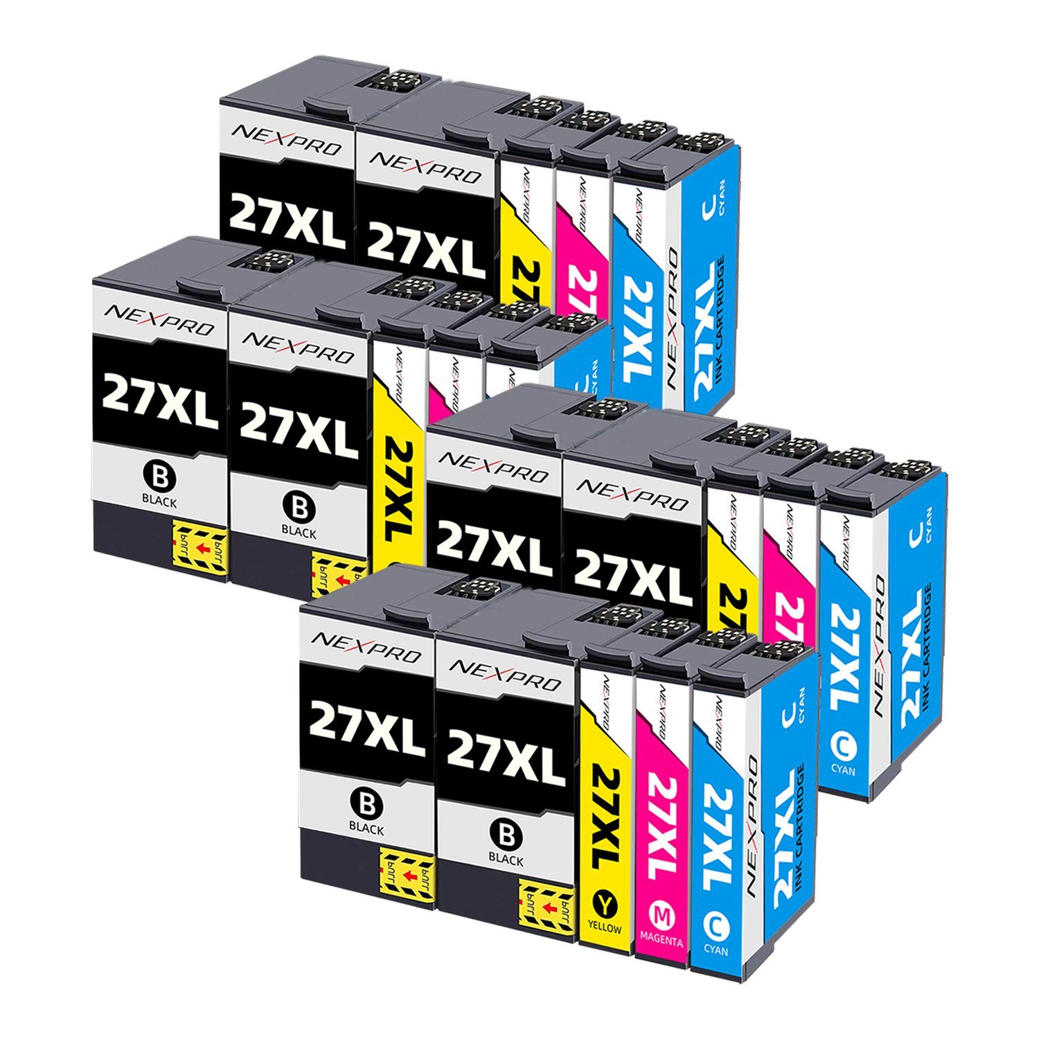 NEXPRO Epson 27 XL Druckerpatronen für WF3620DWF WF3640DTWF WF7110DTW, 20er Tintenpatrone (Packung, Epson 27 XL Druckerpatronen Multipack schwarz/magenta/cyan/yellow)