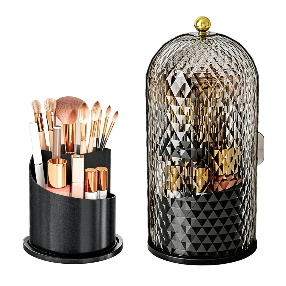 AFKSMILE Make-Up Organizer Make-Up Pinselhalter mit Deckel,360 Drehbare Make-up-Pinsel-Organizer, Spinning Kosmetik Halter für Schminktisch, Badezimmer, Schlafzimmer