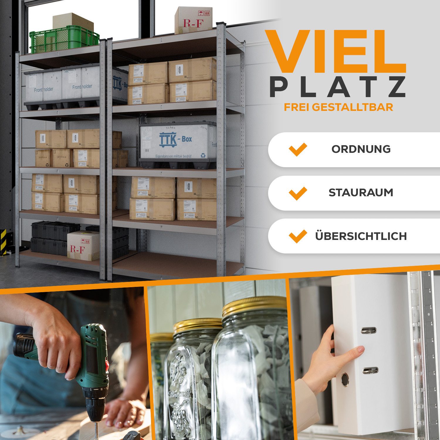 TroniTechnik Regal Schwerlastregal mit 5 Holzböden, edel verzinkt, Standreg günstig online kaufen