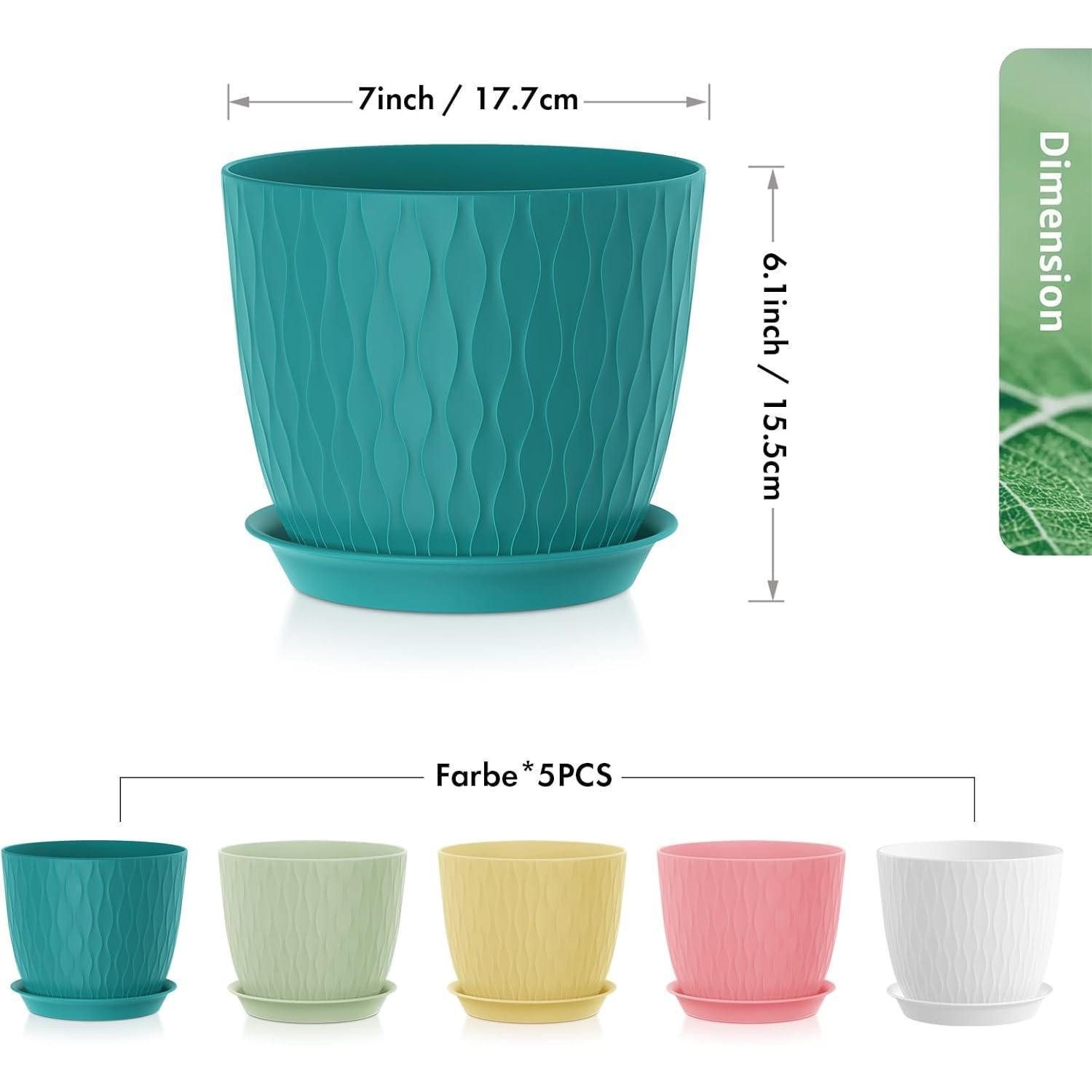 LuxusKollektion Blumentopf Blumentopf 5er Bewässerungssystem Übertopf Balkon Bunt 7in