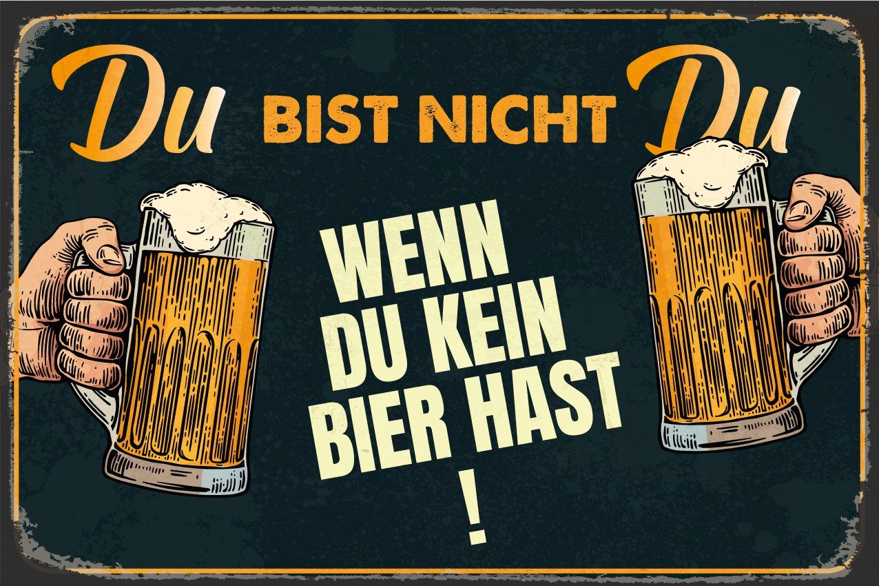 20x30x0,2cm 4 Spruch - St), Bier Stahlschild mit Metallbild queence (1 Blechschild, Lochbohrung