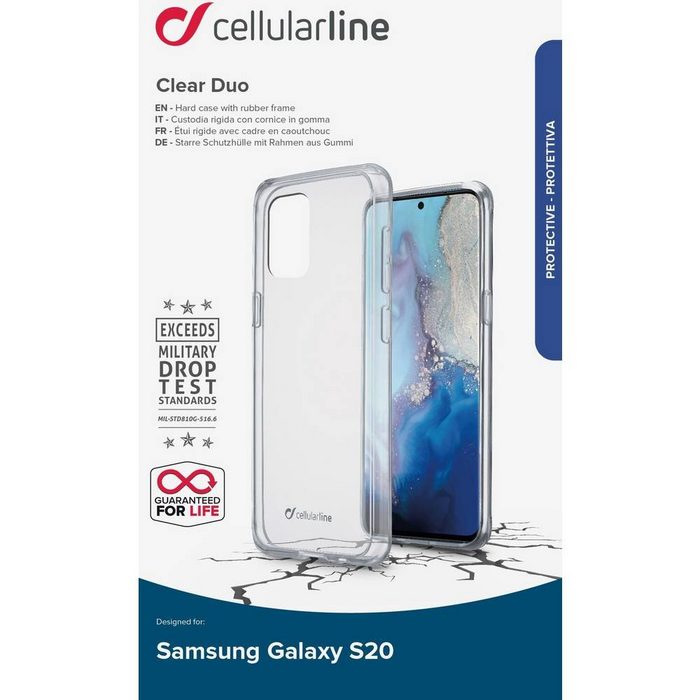 Cellularline Handyhülle CLEAR DUO Backcover ultra- für Samsung Galaxy S20 Backcover QI10516