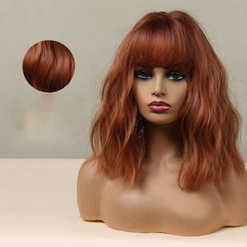 KIKI Kunsthaarperücke Orange kurze Perücke für den täglichen Gebrauch durch Frauen