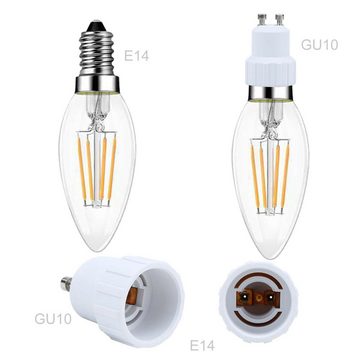 Intirilife Lampenfassung, (4-St), 4x GU10 auf E14 Lampensockel Adapter in WEISS
