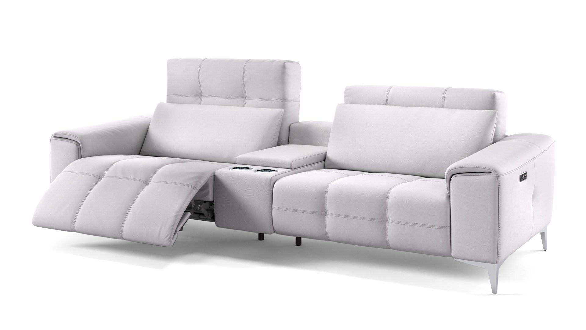 Sofanella Sofa Sofanella - Leder 2-Sitzer Kinosofa SALENTO in Weiß XL: 252 x 100 cm