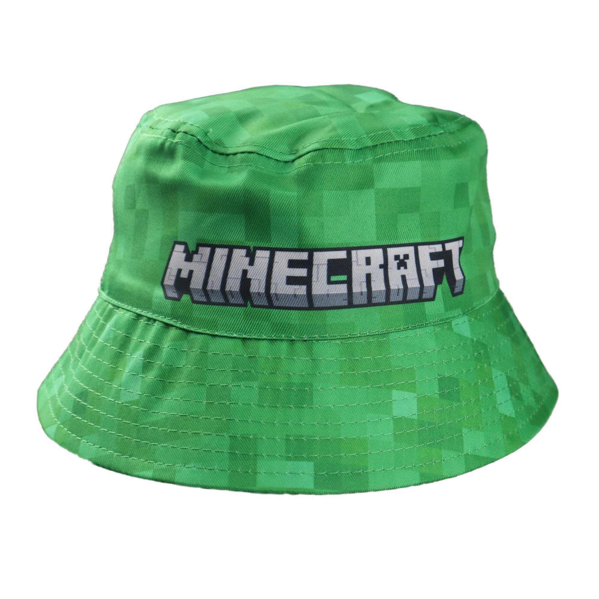 Minecraft Fischerhut Minecraft Creeper Kinder Jungen Hut Gr. 52 bis 54, 100% Baumwolle in Grün oder Blau