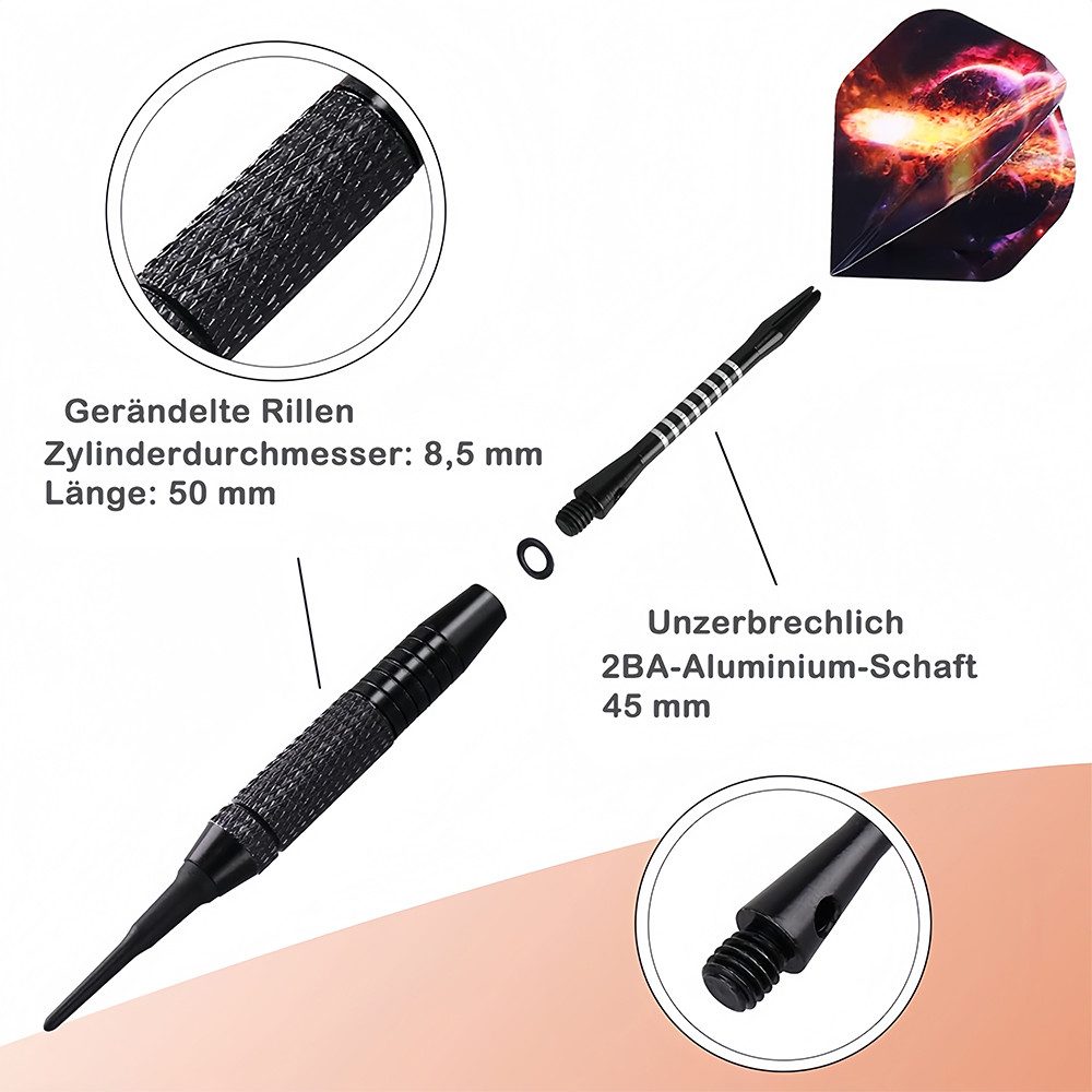 AFKSMILE Dartpfeil Dartpfeile mit Kunststoffspitze 12 Stück 16 Gramm Profi Dartpfeile Set, Dartpfeile für Elektronische Dartscheibe mit 12 Flights 20 Gummiringe – Bild 2 von 5