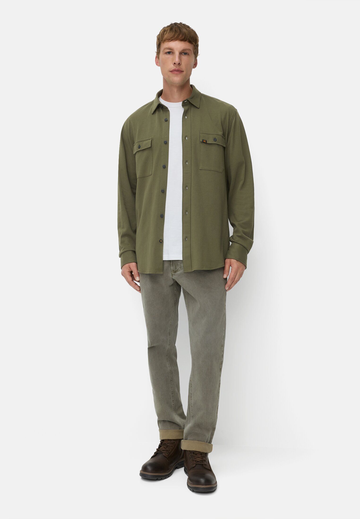 camel active Langarmhemd aus Baumwolljersey Langarm Kentkragen