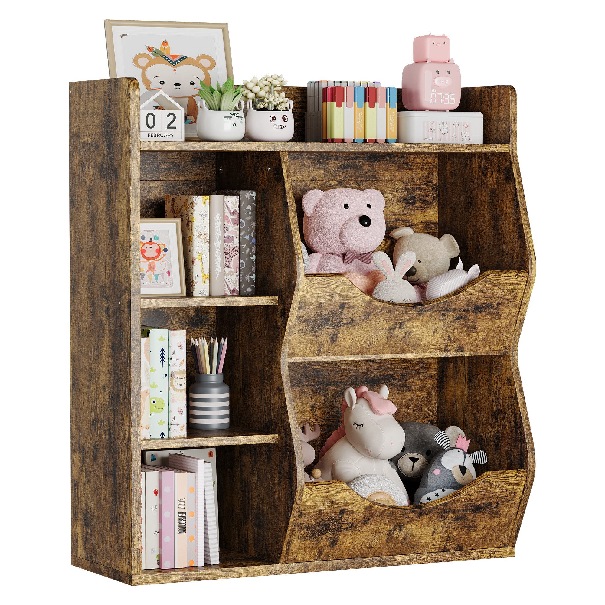 GarveeMore Kinderregal Bücherregal Kinder Spielzeugregal mit 5 Fächern 81x3 günstig online kaufen